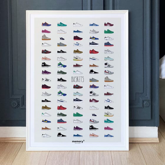 Une affiche présentant les classiques de la Sneakers
