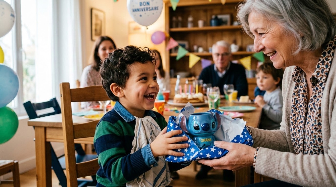 Offir un mug stitch à un enfant