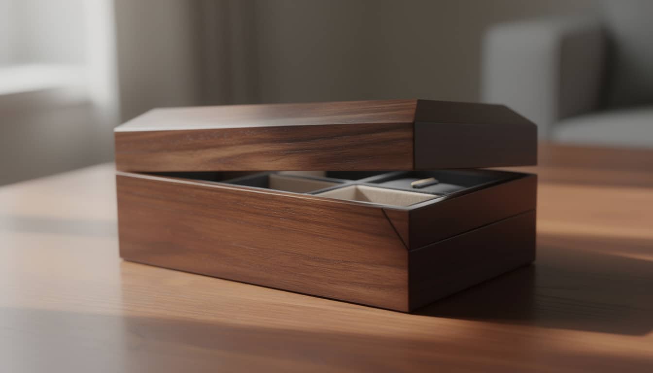 découvrez le coffret à bijoux en noyer, un cadeau élégant et intemporel que l'on conserve précieusement toute une vie.
