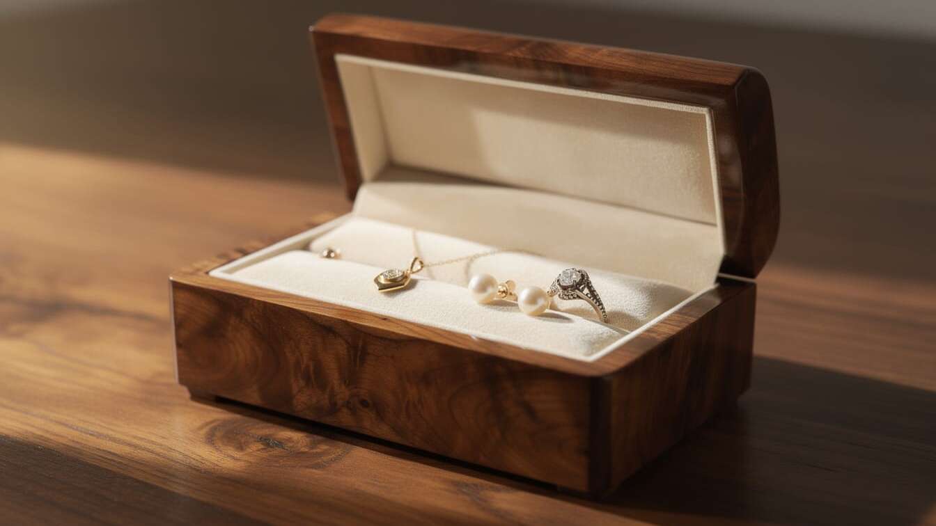 découvrez l'élégance d'un coffret à bijoux en noyer, un cadeau intemporel à chérir toute une vie.
