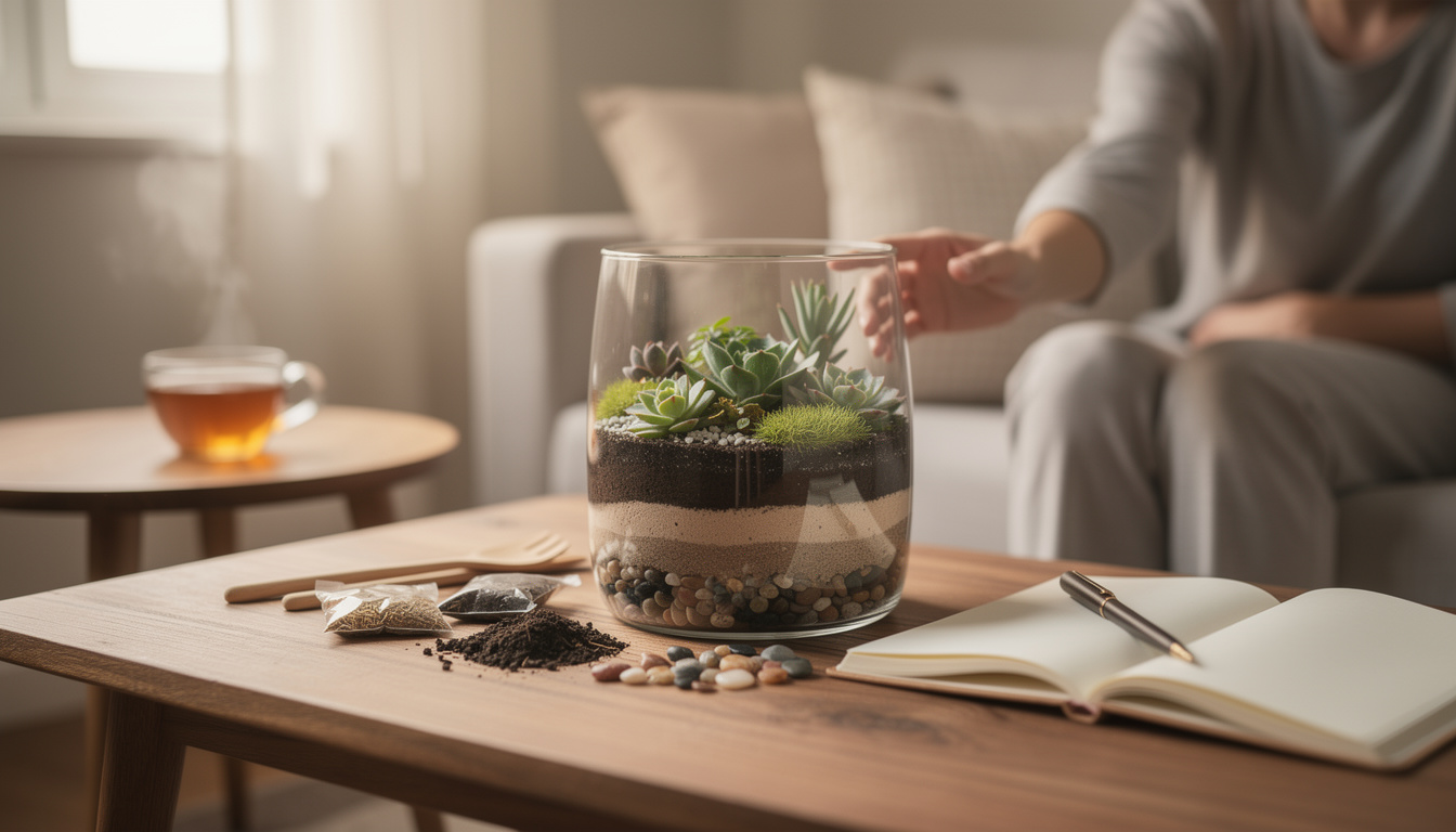 découvrez un kit terrarium, le cadeau zen parfait pour apporter sérénité et nature à votre intérieur.